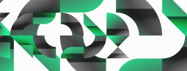 Dijital tasarımlar, sunumlar, web sitesi afişleri, sosyal medya paylaşımları için çok yönlülük ve görsel cazibe sağlayan, minimalist soyut tuval üzerinde geometrik biçimlerin Amalgamatasyonu