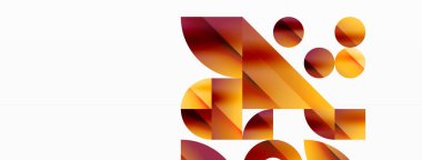 Vektör arkaplanı. Minimalist geometrik arkaplan daireler ve şekillerle süslenmiş. Dijital tasarımlar, sunumlar, web sitesi afişleri, sosyal medya paylaşımları için yaratıcılığı davet eden soyut sanat