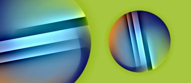 Parlak metal parlayan daireler geometrik arka plan. Asgari soyut kompozisyon. Duvar kağıdı, bayrak, arkaplan, kart, kitap illüstrasyonu için vektör illüstrasyonu, iniş sayfası