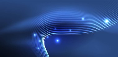 Soyut arkaplan neon dalgası. Duvar kağıdı, afiş, arkaplan, iniş sayfası, duvar resimleri, davetiyeler, posterler için yüksek teknoloji tasarımı