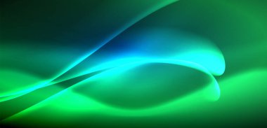 Neon ışıklarının ruhani parıltısında dinamik dalgalar. Hareket akışkanlığı ile neonun ışıl ışıl cazibesini birleştiren kavram, hem canlılığı hem de gelecekteki karmaşıklığı somutlaştıran büyüleyici arka plan.