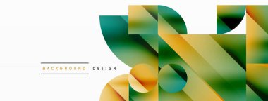 Vektör arkaplanı. Minimalist geometrik arkaplan daireler ve şekillerle süslenmiş. Dijital tasarımlar, sunumlar, web sitesi afişleri, sosyal medya paylaşımları için yaratıcılığı davet eden soyut sanat