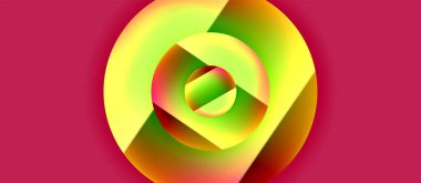 Parlak metal parlayan daireler geometrik arka plan. Asgari soyut kompozisyon. Duvar kağıdı, bayrak, arkaplan, kart, kitap illüstrasyonu için vektör illüstrasyonu, iniş sayfası