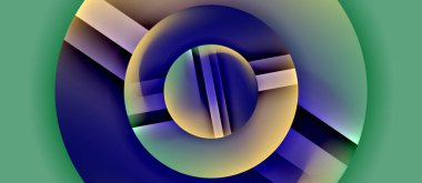 Parlak metal parlayan daireler geometrik arka plan. Asgari soyut kompozisyon. Duvar kağıdı, bayrak, arkaplan, kart, kitap illüstrasyonu için vektör illüstrasyonu, iniş sayfası