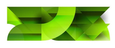 Geometrik füzyon - üçgenlerin soyut harmonisi ve minimalist arkaplan tasarımında daireler. Duvar kağıdı, afiş, arkaplan, iniş sayfası, duvar sanatı, davetiye, baskı için şekil ve satır tasarımı