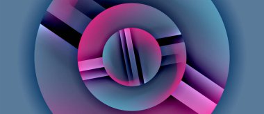 Parlak metal parlayan daireler geometrik arka plan. Asgari soyut kompozisyon. Duvar kağıdı, bayrak, arkaplan, kart, kitap illüstrasyonu için vektör illüstrasyonu, iniş sayfası