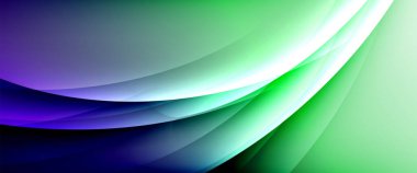 Değişken renk arkaplanındaki dinamik dalgalar. Duvar kağıdı, bayrak, arkaplan, kart, kitap illüstrasyonu için vektör illüstrasyonu, iniş sayfası