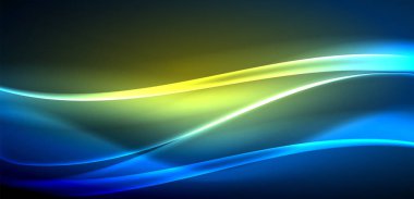 Neon ışıklarının ruhani parıltısında dinamik dalgalar. Hareket akışkanlığı ile neonun ışıl ışıl cazibesini birleştiren kavram, hem canlılığı hem de gelecekteki karmaşıklığı somutlaştıran büyüleyici arka plan.