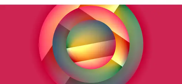 Glänsande Metall Glödande Cirklar Geometrisk Bakgrund Minimal Abstrakt Sammansättning Vektorillustration — Stock vektor