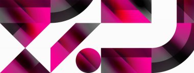 Parlak daire, kare, üçgen minimalist geometrik arkaplanı şekillendirir. Gösterişli, çağdaş tasarım dijital tasarımlar, sunumlar, web sitesi afişleri, sosyal medya paylaşımları için biraz sofistike