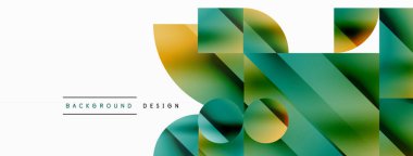 Vektör arkaplanı. Minimalist geometrik arkaplan daireler ve şekillerle süslenmiş. Dijital tasarımlar, sunumlar, web sitesi afişleri, sosyal medya paylaşımları için yaratıcılığı davet eden soyut sanat