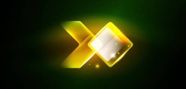 Neon parıldayan tekno çizgiler ve oklar, yüksek teknolojili soyut arkaplan şablonu