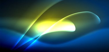 Neon ışıklarının ruhani parıltısında dinamik dalgalar. Hareket akışkanlığı ile neonun ışıl ışıl cazibesini birleştiren kavram, hem canlılığı hem de gelecekteki karmaşıklığı somutlaştıran büyüleyici arka plan.