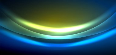 Neon ışıklarının ruhani parıltısında dinamik dalgalar. Hareket akışkanlığı ile neonun ışıl ışıl cazibesini birleştiren kavram, hem canlılığı hem de gelecekteki karmaşıklığı somutlaştıran büyüleyici arka plan.