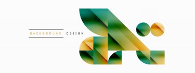 Vektör arkaplanı. Minimalist geometrik arkaplan daireler ve şekillerle süslenmiş. Dijital tasarımlar, sunumlar, web sitesi afişleri, sosyal medya paylaşımları için yaratıcılığı davet eden soyut sanat