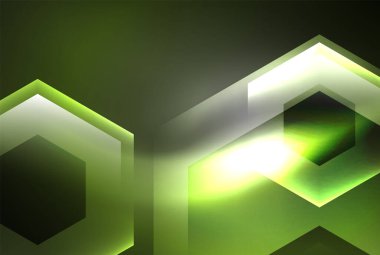 Arrow altıgen neon ışığı arka planı parlatır. Duvar kağıdı, bayrak, arkaplan, kart, kitap illüstrasyonu için vektör illüstrasyonu, iniş sayfası