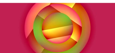 Parlak metal parlayan daireler geometrik arka plan. Asgari soyut kompozisyon. Duvar kağıdı, bayrak, arkaplan, kart, kitap illüstrasyonu için vektör illüstrasyonu, iniş sayfası