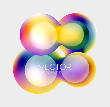 Güzel yuvarlak şekiller ve soyut çemberler. Sıvı renk kabarcığı bileşimi