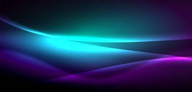 Neon ışıklarının ruhani parıltısında dinamik dalgalar. Hareket akışkanlığı ile neonun ışıl ışıl cazibesini birleştiren kavram, hem canlılığı hem de gelecekteki karmaşıklığı somutlaştıran büyüleyici arka plan.