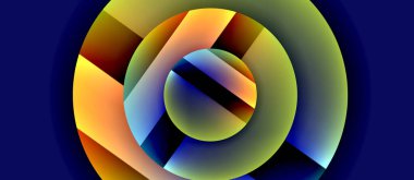 Parlak metal parlayan daireler geometrik arka plan. Asgari soyut kompozisyon. Duvar kağıdı, bayrak, arkaplan, kart, kitap illüstrasyonu için vektör illüstrasyonu, iniş sayfası