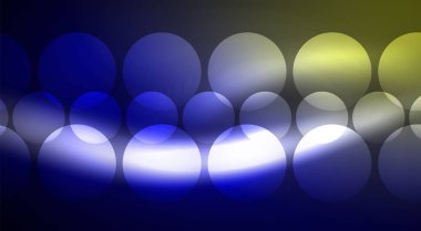 Parlak Işık Neon Baloncuk Çemberleri. Duvar kağıdı, bayrak, arkaplan, kart, kitap illüstrasyonu için vektör illüstrasyonu, iniş sayfası