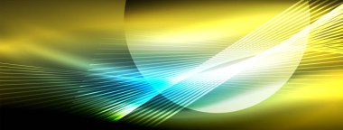 Neon ışıklı çizgi vektörleri: canlı renkler, parlak çizgiler. Neon tabelalardan esinlenerek büyüleyici bir tasarım. Web siteleri, reklamlar ve daha fazlası için elektrik enerjisi