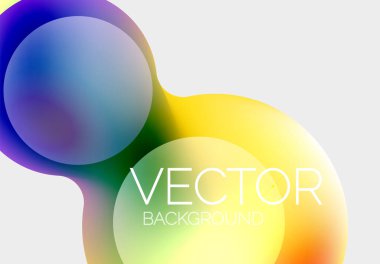 Güzel yuvarlak şekiller ve soyut çemberler. Sıvı renk kabarcığı bileşimi