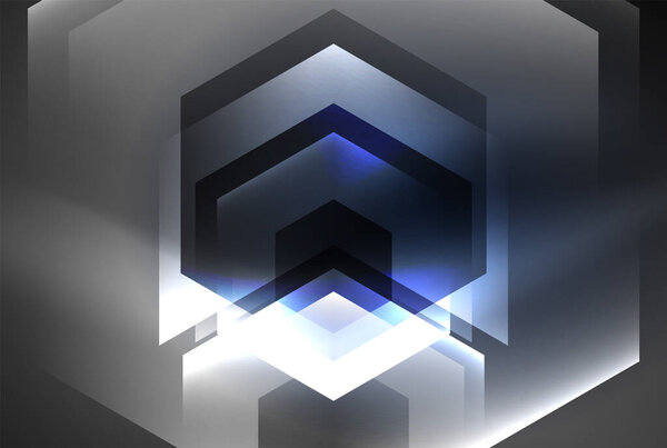 Arrow hexagon neon light glowing shapes background. Vector illustration For Wallpaper, Banner, Background, Card, Book Illustration, landing page