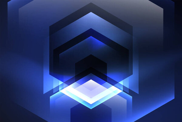 Arrow hexagon neon light glowing shapes background. Vector illustration For Wallpaper, Banner, Background, Card, Book Illustration, landing page