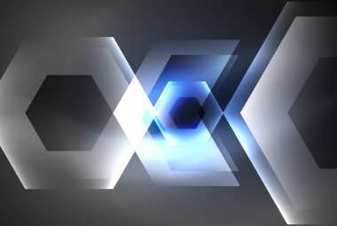 Arrow altıgen neon ışığı arka planı parlatır. Duvar kağıdı, bayrak, arkaplan, kart, kitap illüstrasyonu için vektör illüstrasyonu, iniş sayfası