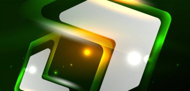 Neon parıldayan tekno çizgiler ve oklar, yüksek teknolojili soyut arkaplan şablonu