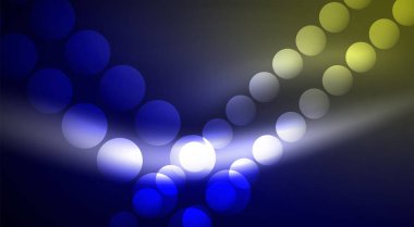 Parlak Işık Neon Baloncuk Çemberleri. Duvar kağıdı, bayrak, arkaplan, kart, kitap illüstrasyonu için vektör illüstrasyonu, iniş sayfası