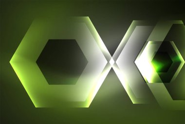 Arrow altıgen neon ışığı arka planı parlatır. Duvar kağıdı, bayrak, arkaplan, kart, kitap illüstrasyonu için vektör illüstrasyonu, iniş sayfası