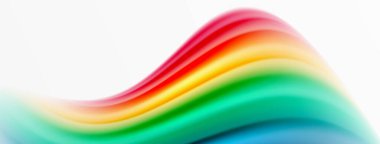 Gökkuşağı rengi ipekten bulanık arka plan beyaz, göz kamaştırıcı bir şekilde canlı arkaplan. Göz kamaştırıcı renk karışımı gökkuşağını, ipeksi ve zarif dalgalı deseni anımsatıyor.