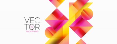 Parlak daire, kare, üçgen minimalist geometrik arkaplanı şekillendirir. Gösterişli, çağdaş tasarım dijital tasarımlar, sunumlar, web sitesi afişleri, sosyal medya paylaşımları için biraz sofistike