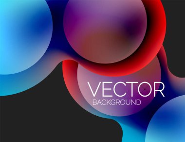 Güzel yuvarlak şekiller ve soyut çemberler. Sıvı renk kabarcığı bileşimi