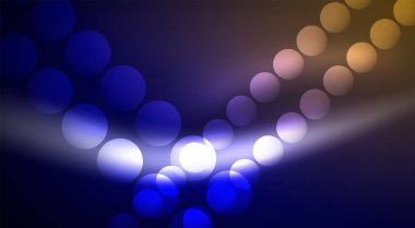 Parlak Işık Neon Baloncuk Çemberleri. Duvar kağıdı, bayrak, arkaplan, kart, kitap illüstrasyonu için vektör illüstrasyonu, iniş sayfası