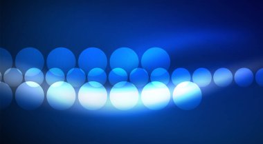 Parlak Işık Neon Baloncuk Çemberleri. Duvar kağıdı, bayrak, arkaplan, kart, kitap illüstrasyonu için vektör illüstrasyonu, iniş sayfası