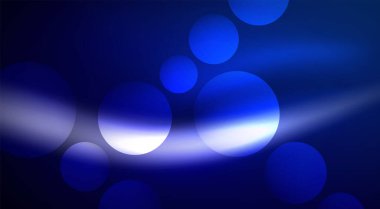 Parlak Işık Neon Baloncuk Çemberleri. Duvar kağıdı, bayrak, arkaplan, kart, kitap illüstrasyonu için vektör illüstrasyonu, iniş sayfası