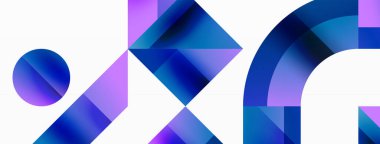 Parlak daire, kare, üçgen minimalist geometrik arkaplanı şekillendirir. Gösterişli, çağdaş tasarım dijital tasarımlar, sunumlar, web sitesi afişleri, sosyal medya paylaşımları için biraz sofistike