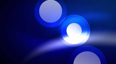 Parlak Işık Neon Baloncuk Çemberleri. Duvar kağıdı, bayrak, arkaplan, kart, kitap illüstrasyonu için vektör illüstrasyonu, iniş sayfası