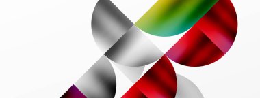 Metalik yuvarlak üçgenler içeren minimalist geometrik arkaplan, duvar kağıdı, pankart, arkaplan, iniş sayfası için temiz, metalik formlara vurgu yapan parlak ve modern görsel estetik sunuyor