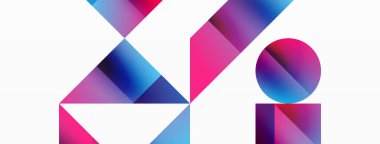 Kareli, üçgenli, daireli geometrik arkaplan. Şekiller uyumlu bir şekilde etkileşir, dijital tasarımlar, sunumlar, web sitesi afişleri, sosyal medya iletileri için görsel olarak çarpıcı bir tasarım oluşturur