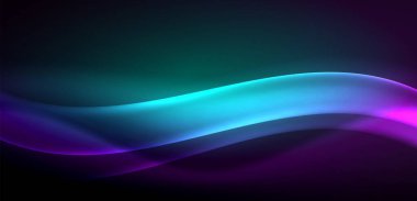 Neon ışıklarının ruhani parıltısında dinamik dalgalar. Hareket akışkanlığı ile neonun ışıl ışıl cazibesini birleştiren kavram, hem canlılığı hem de gelecekteki karmaşıklığı somutlaştıran büyüleyici arka plan.