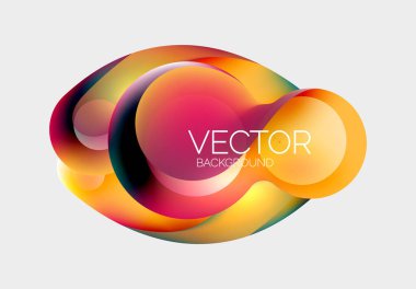 Güzel yuvarlak şekiller ve soyut çemberler. Sıvı renk kabarcığı bileşimi