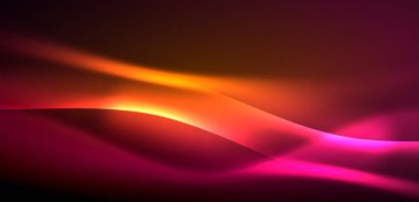 Neon ışıklarının ruhani parıltısında dinamik dalgalar. Hareket akışkanlığı ile neonun ışıl ışıl cazibesini birleştiren kavram, hem canlılığı hem de gelecekteki karmaşıklığı somutlaştıran büyüleyici arka plan.