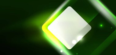 Neon parıldayan tekno çizgiler ve oklar, yüksek teknolojili soyut arkaplan şablonu
