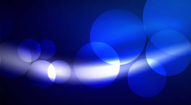 Parlak Işık Neon Baloncuk Çemberleri. Duvar kağıdı, bayrak, arkaplan, kart, kitap illüstrasyonu için vektör illüstrasyonu, iniş sayfası