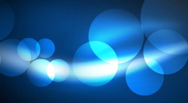 Parlak Işık Neon Baloncuk Çemberleri. Duvar kağıdı, bayrak, arkaplan, kart, kitap illüstrasyonu için vektör illüstrasyonu, iniş sayfası