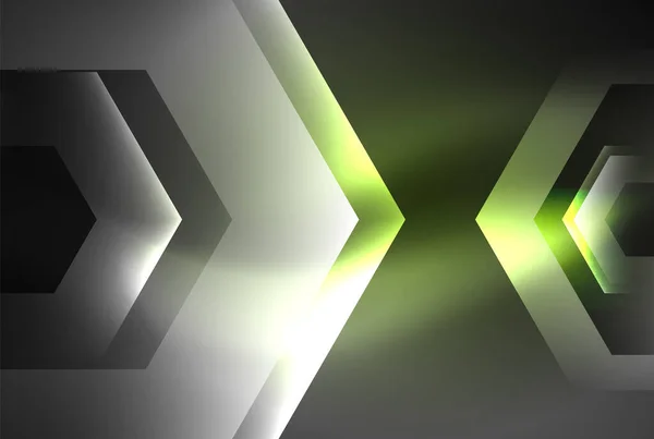 Arrow Hexagon Neon Light Glowing Shapes Background Vector Illustration Wallpaper — Stock Vector
